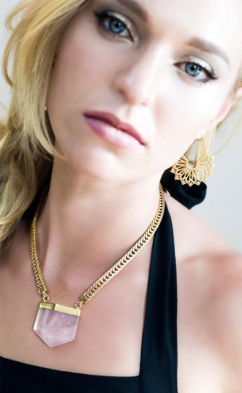 Ayla necklace Rose Quartz Gold